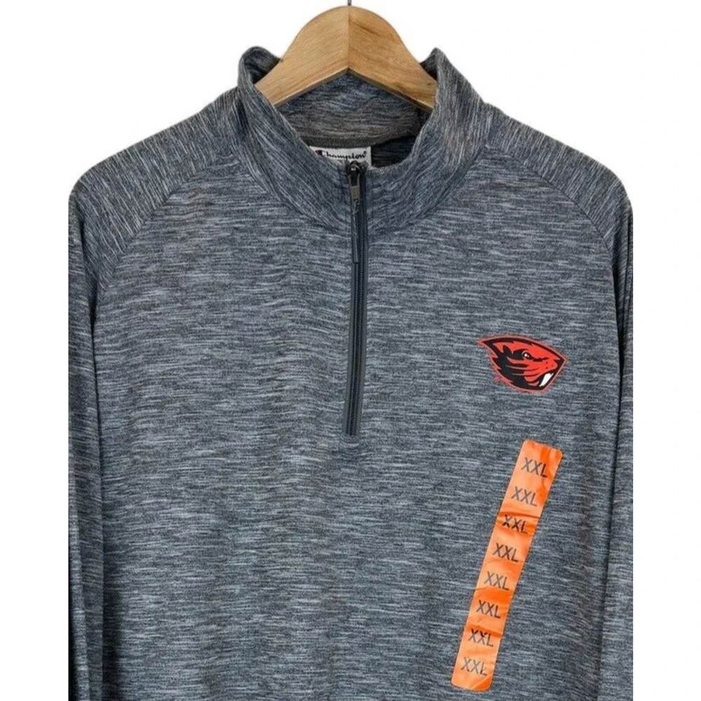 Oregon State University Beavers Champion 1/4‎ Zip XXL Heather Gray Pullover NWT - Picture 2 of 9